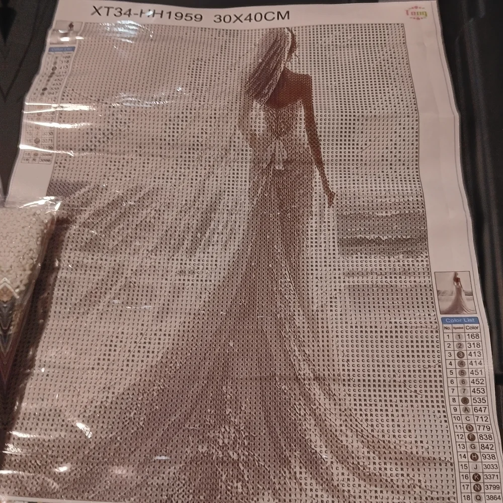 Elegant Beaded Bridal Gown Diamond Art Paint Kit 30x40